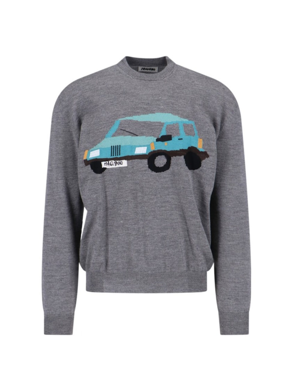 Classic Grey Sweater With Graphic Car Design