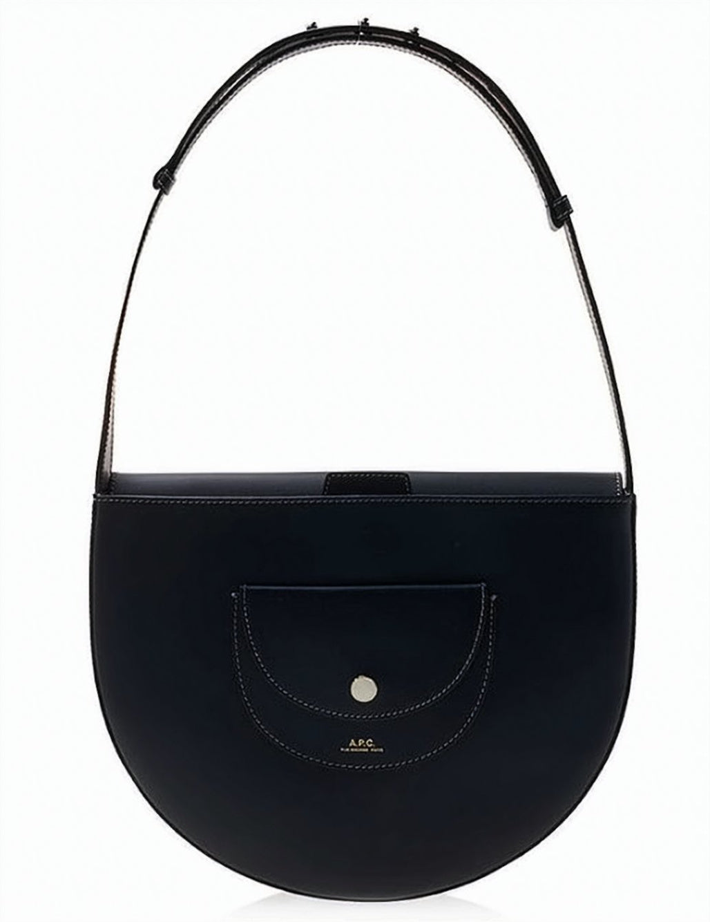 Half-Moon Black Calf Leather Shoulder Bag