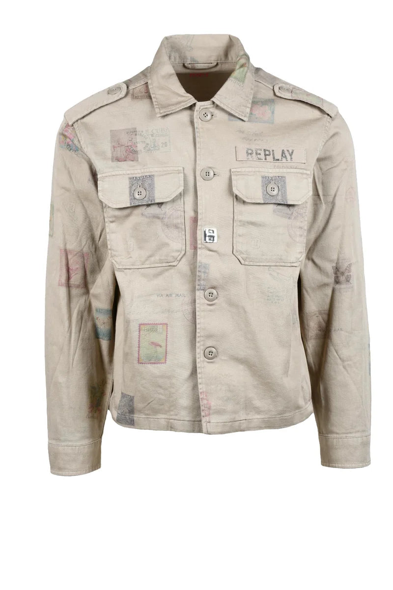 Cotton Military Shirt - Beige