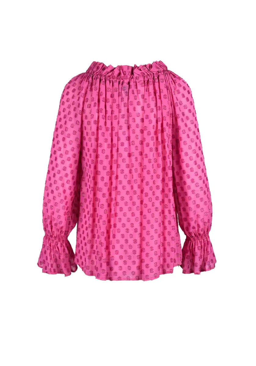 Fluid Drape Blouse with Gathered Neckline
