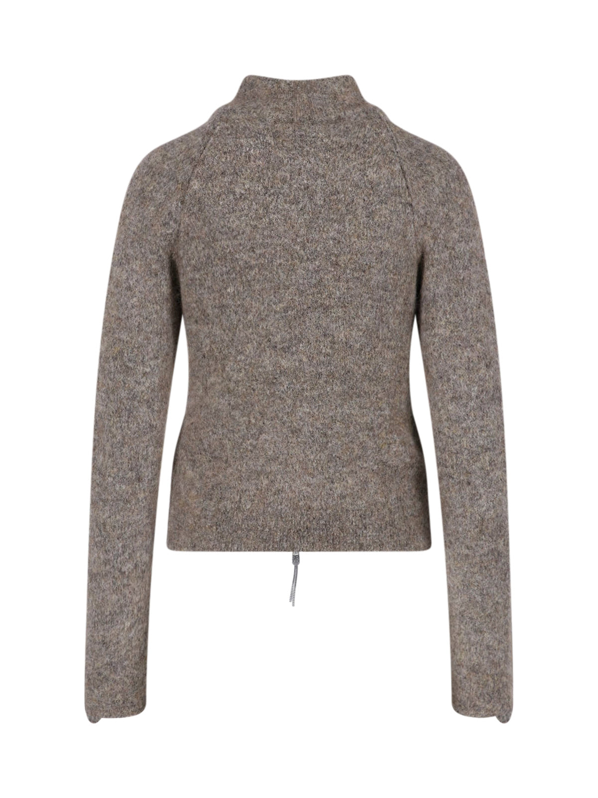 Grey Textured High Collar Sweater