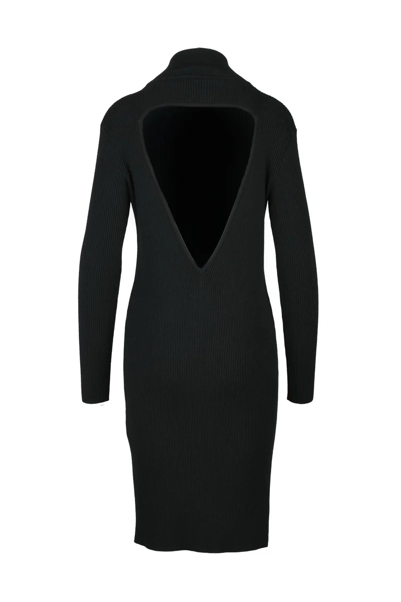 Long Ribbed Dress - Black