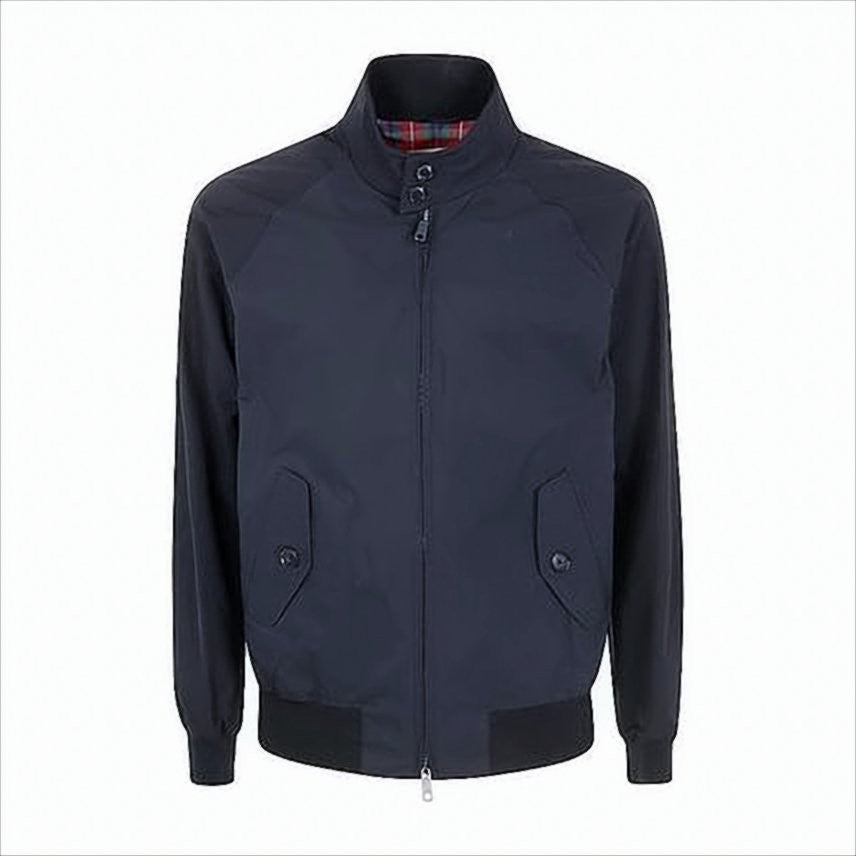 Classic Blue Bomber Jacket with Zip Closure