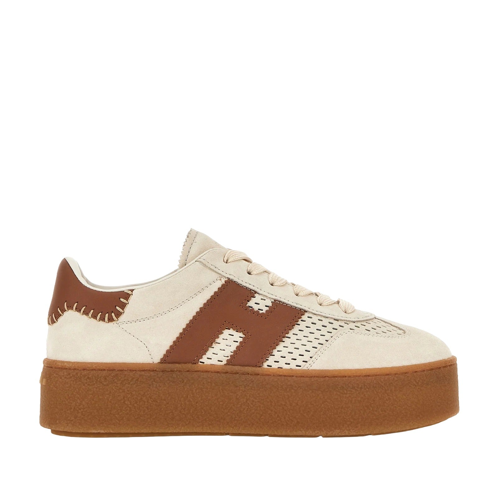 Beige Brown Cool H698 Allacciato H Perforated Sneakers