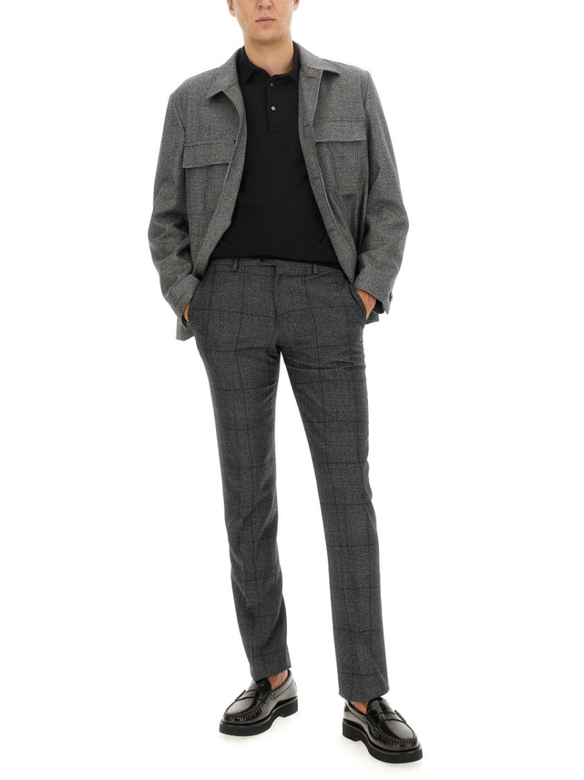 Grey Wool Shirt With Classic Collar