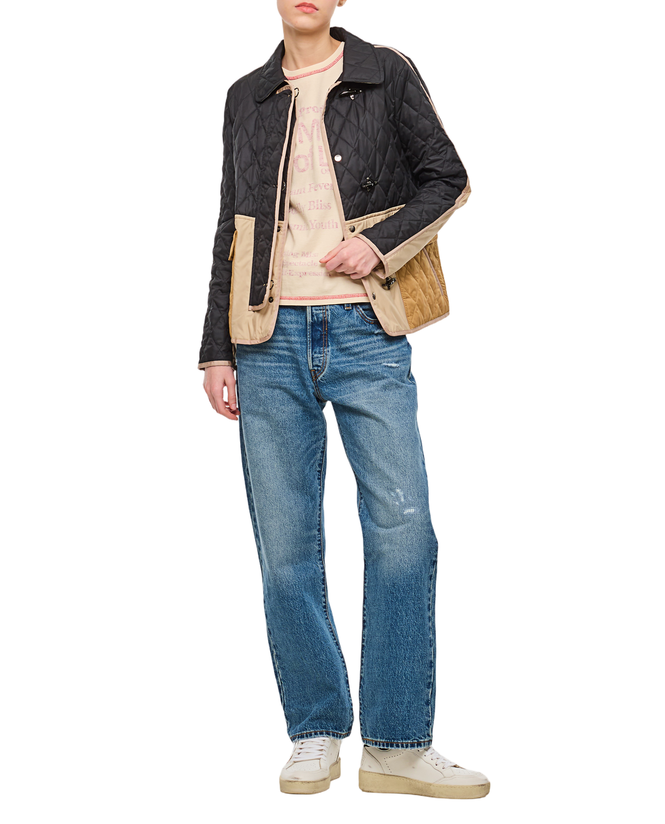 Boxy Quilted Jacket With Color-Blocked Design