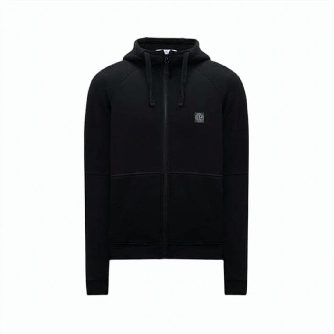Black Zip-Up Hoodie with Drawstring Hood