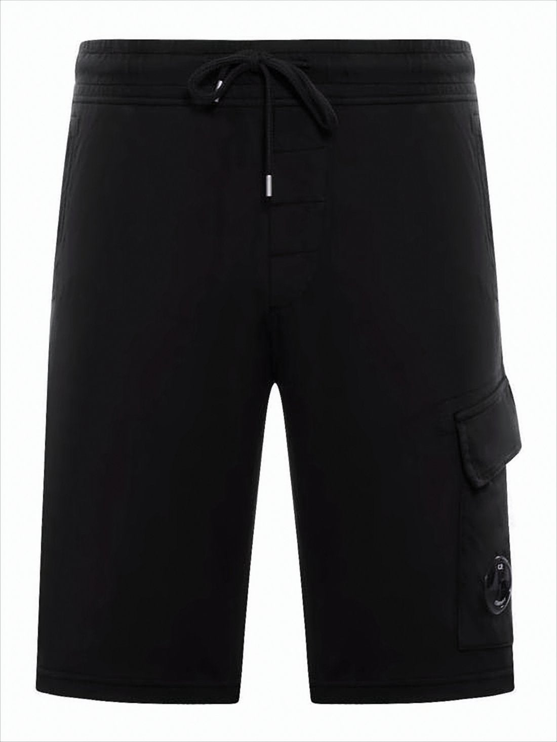 Minimalist Black Cargo Shorts with Adjustable Waistband