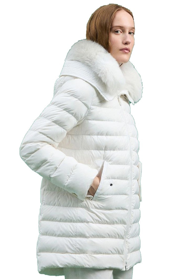 Quilted Down Jacket With Faux Fur Hood
