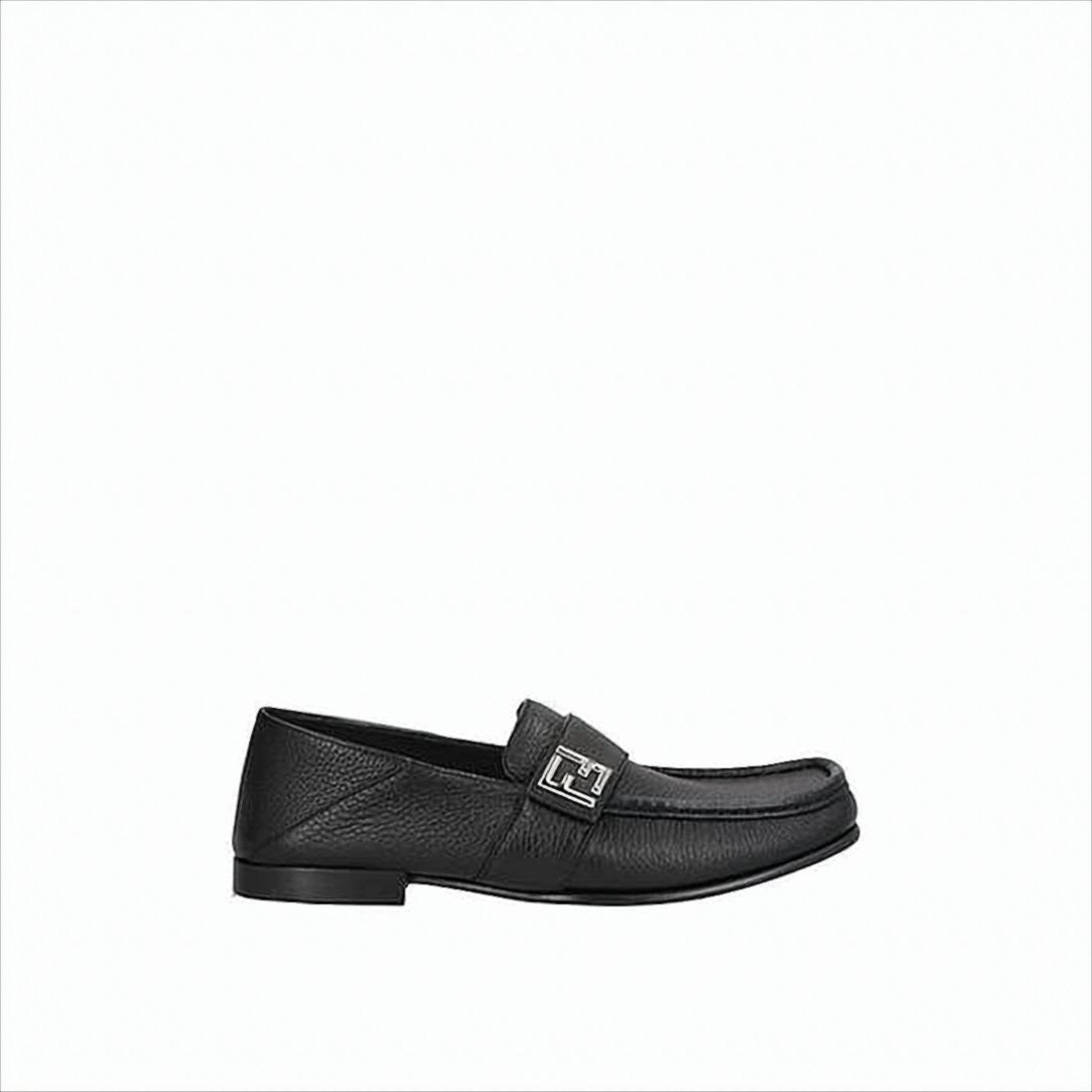 Refined Deer Leather Loafers with Metal Logo Detail