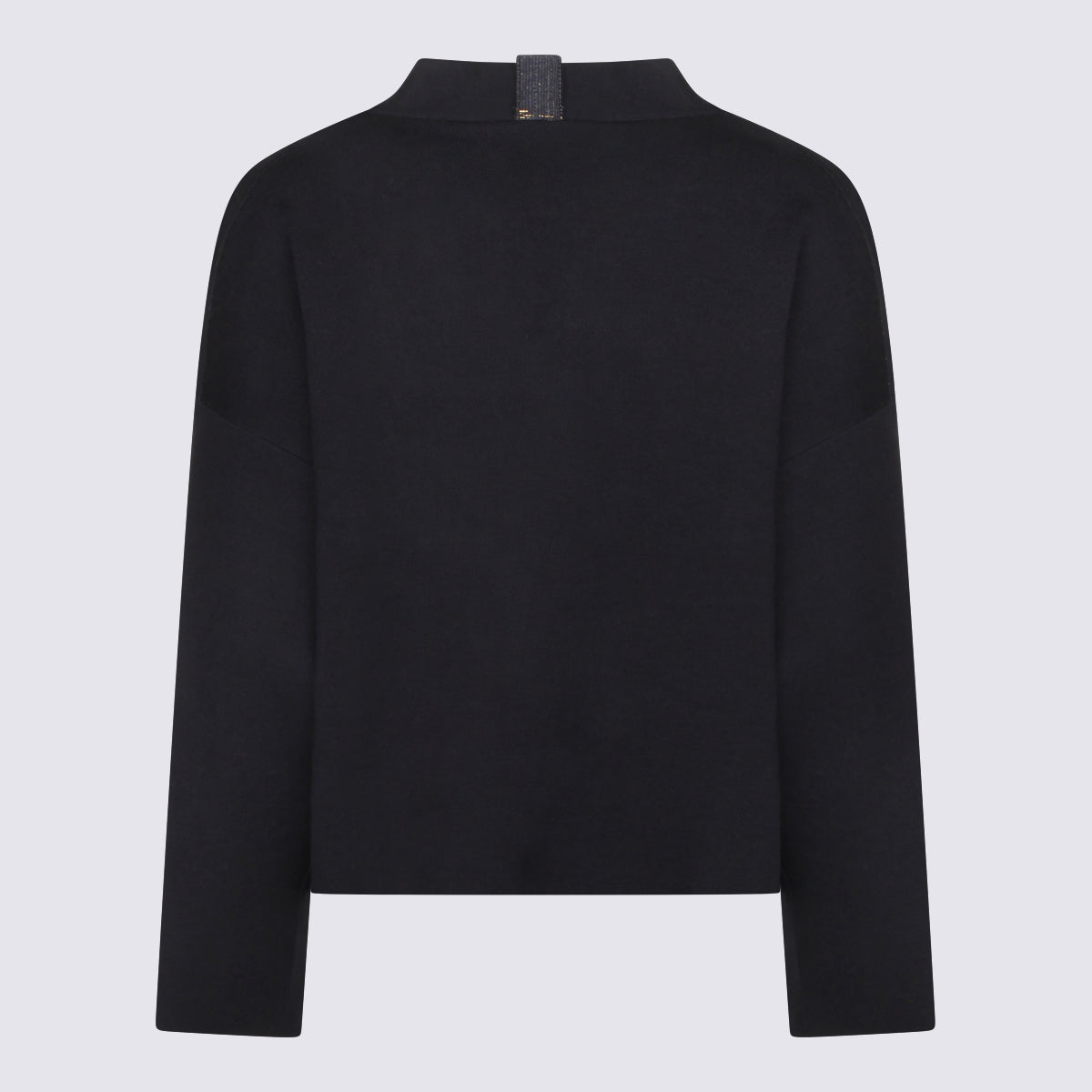 Navy V-Neck Zip Knit Top