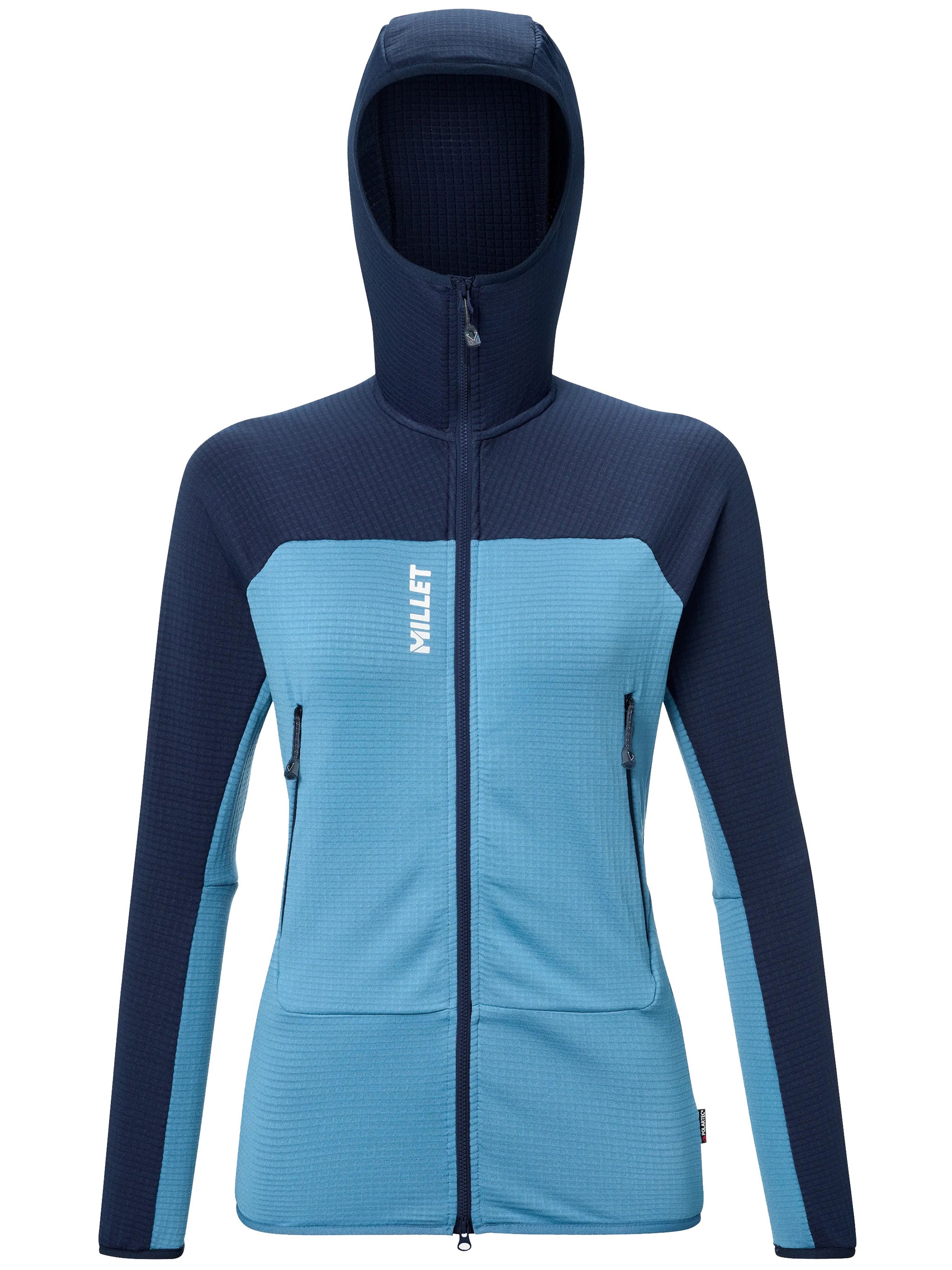 Blue Fusion Grid Two-Tone Fitted Hoodie
