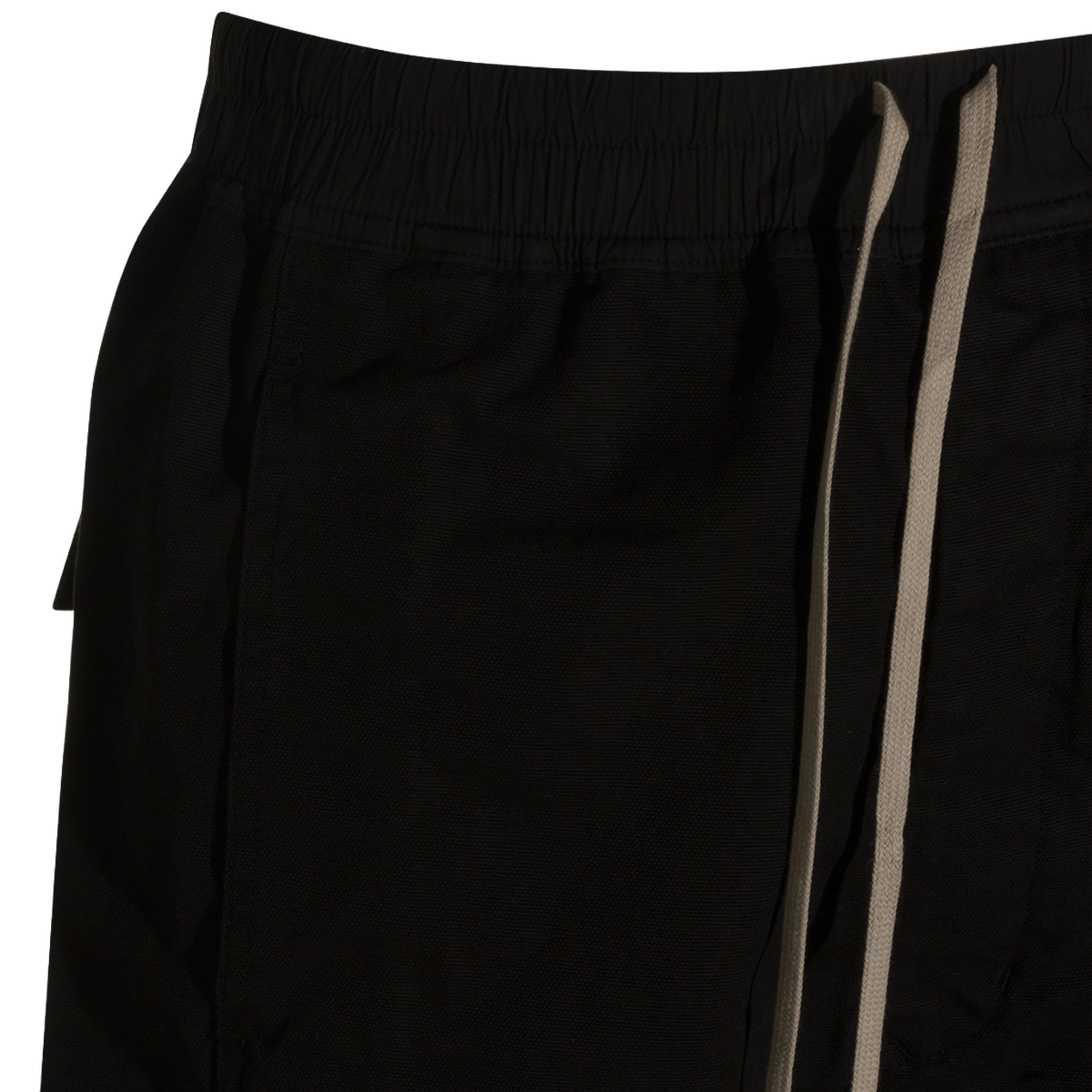 Relaxed-Fit Black Shorts With Beige Drawstrings