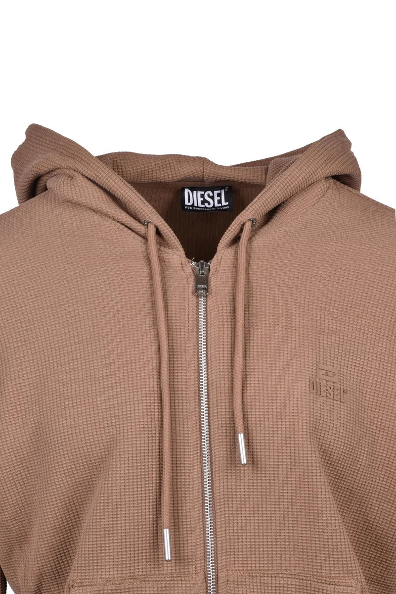 Zip Hoodie Sweatshirt - Brown