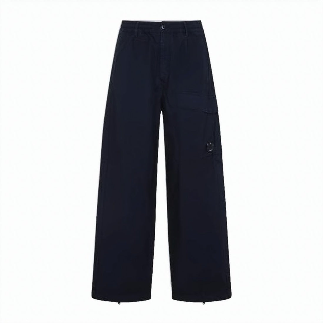 Wide-Leg Straight Pants with Distinct Circular Lens Detail