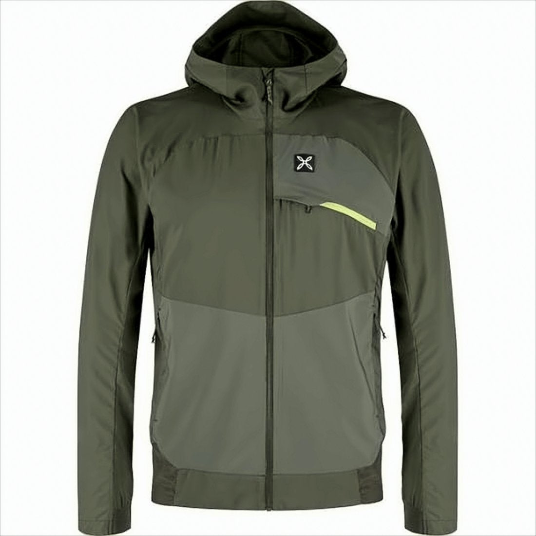 Two-Tone Green Montura Jacket with Front Zipper