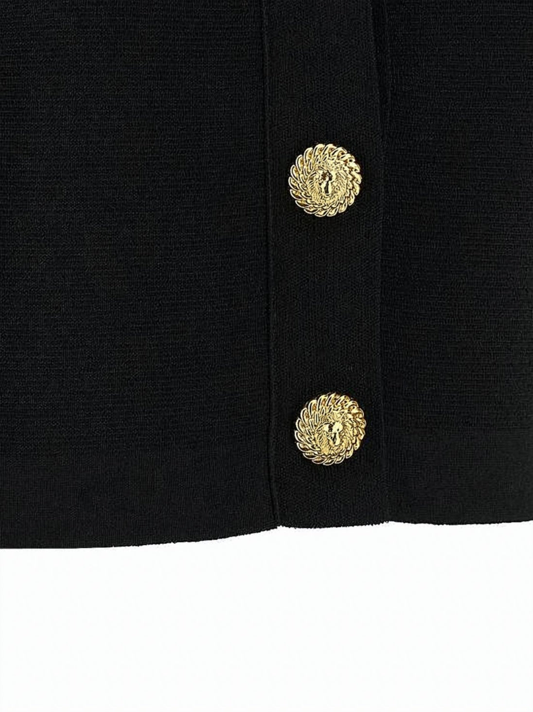 Cropped Black Cardigan With Gold-Tone Detailing