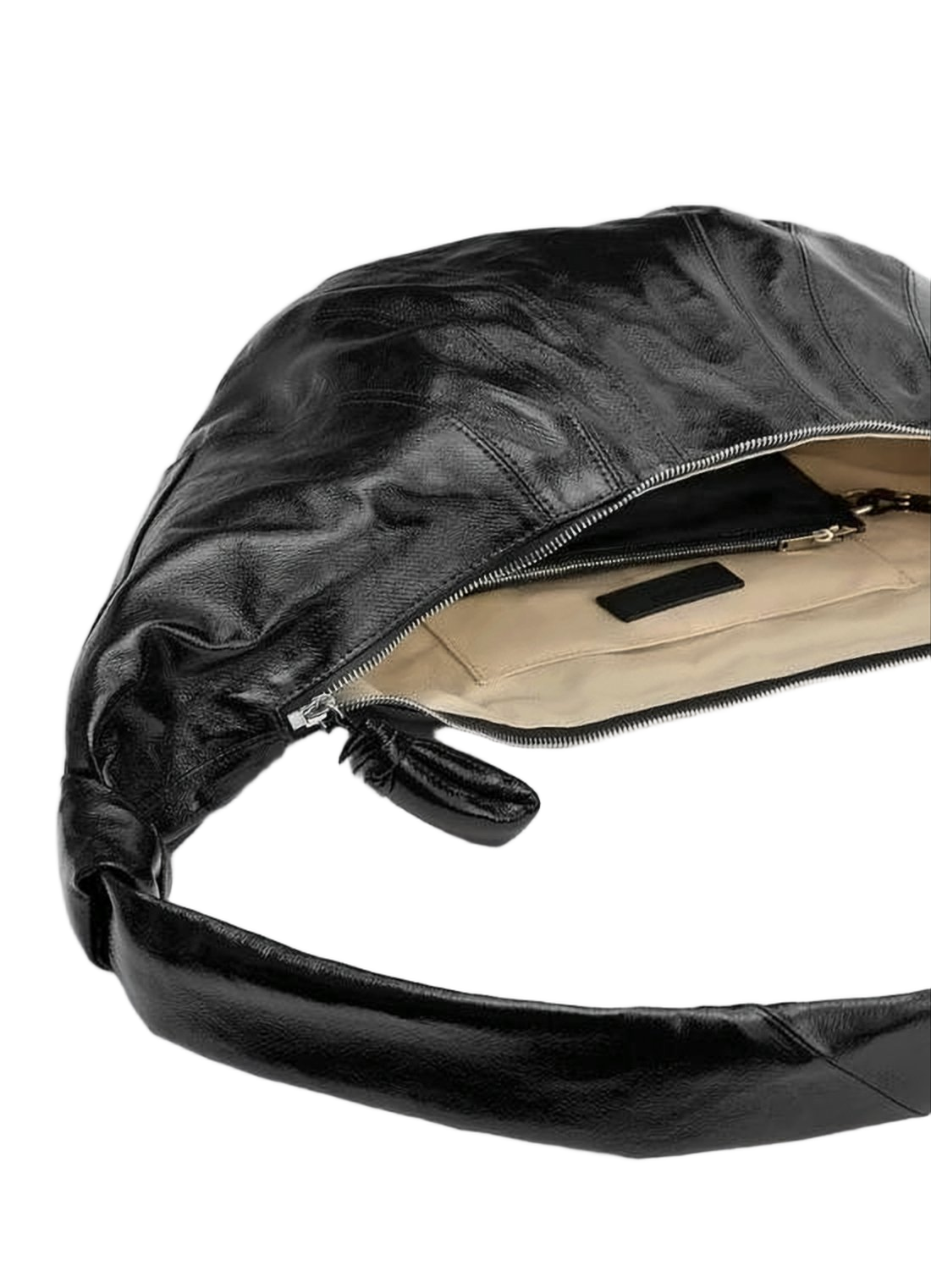 Crescent-Shaped Crossbody Bag with Knotted Strap Details
