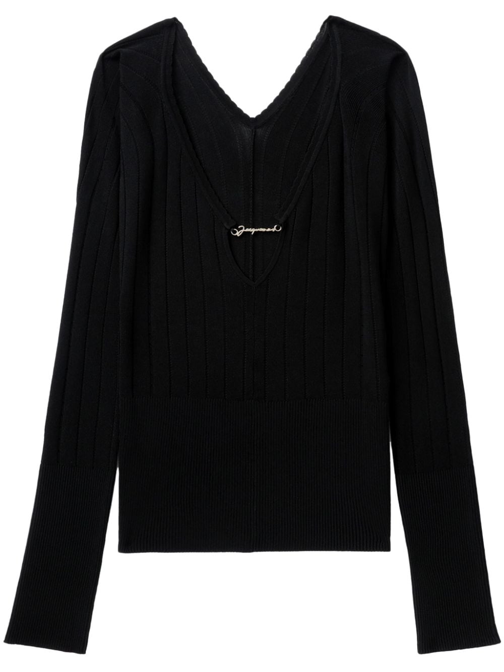 V-Neck Ribbed Knit Sweater