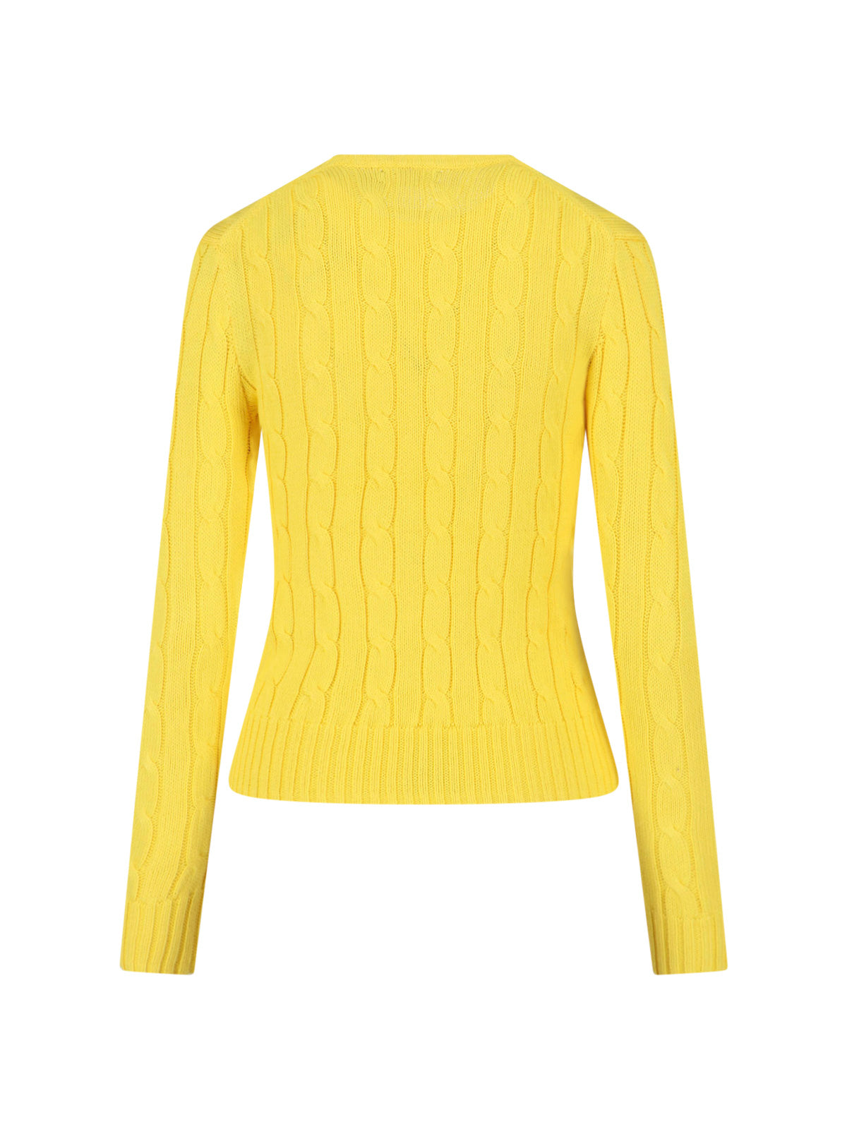 Yellow Cable Knit Crewneck Sweater