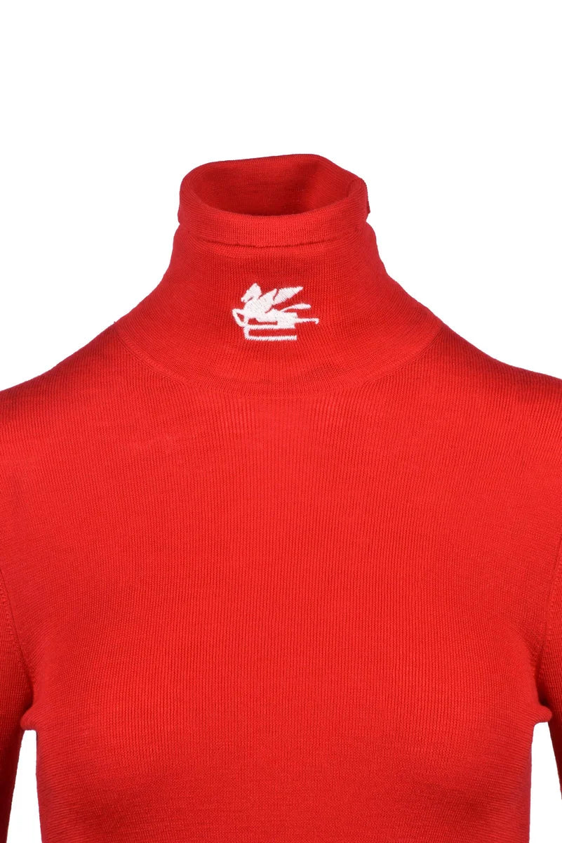 Virgin Wool Turtleneck - Red