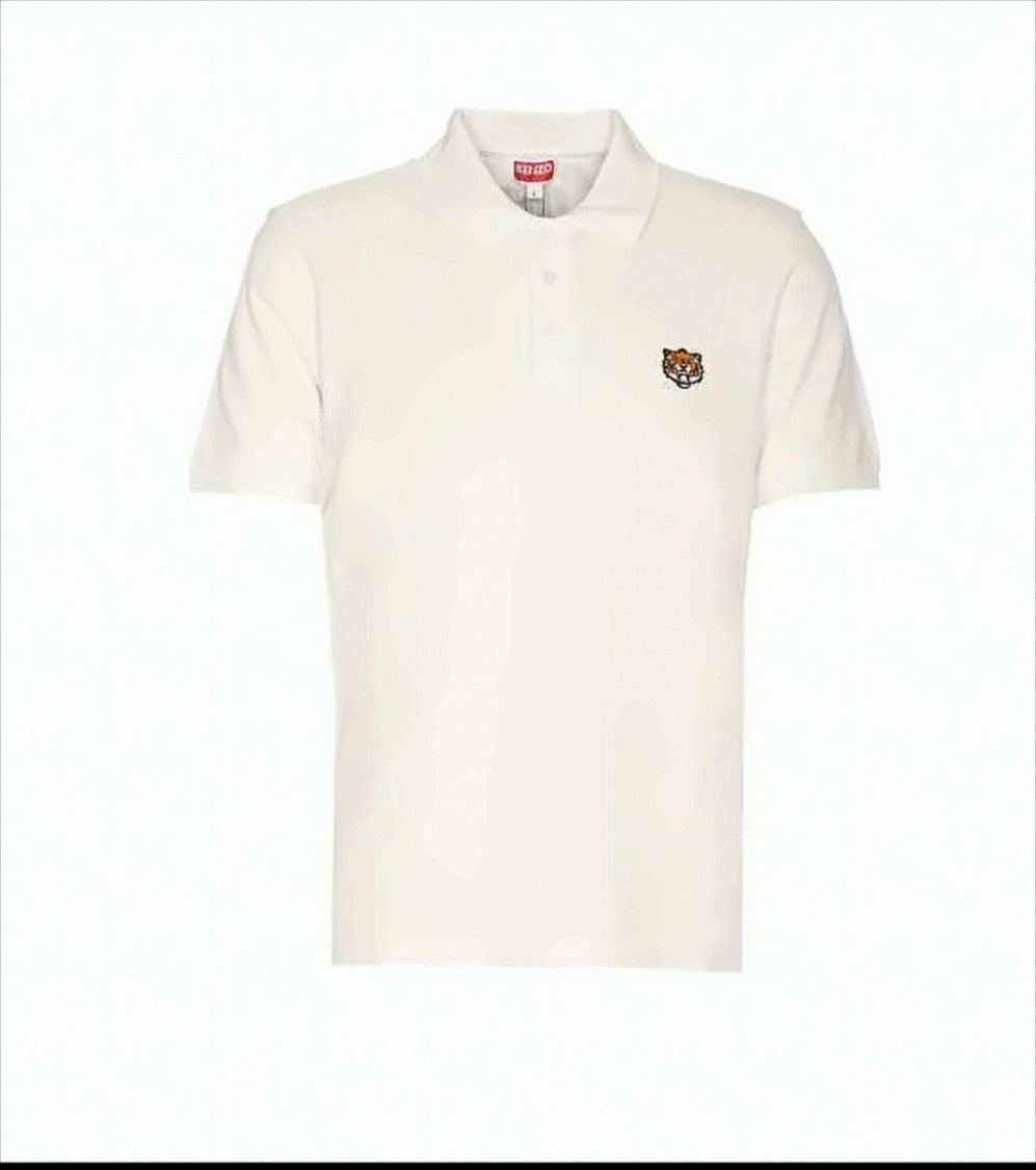 Textured Cotton Piqué Polo Shirt with Tiger Emblem