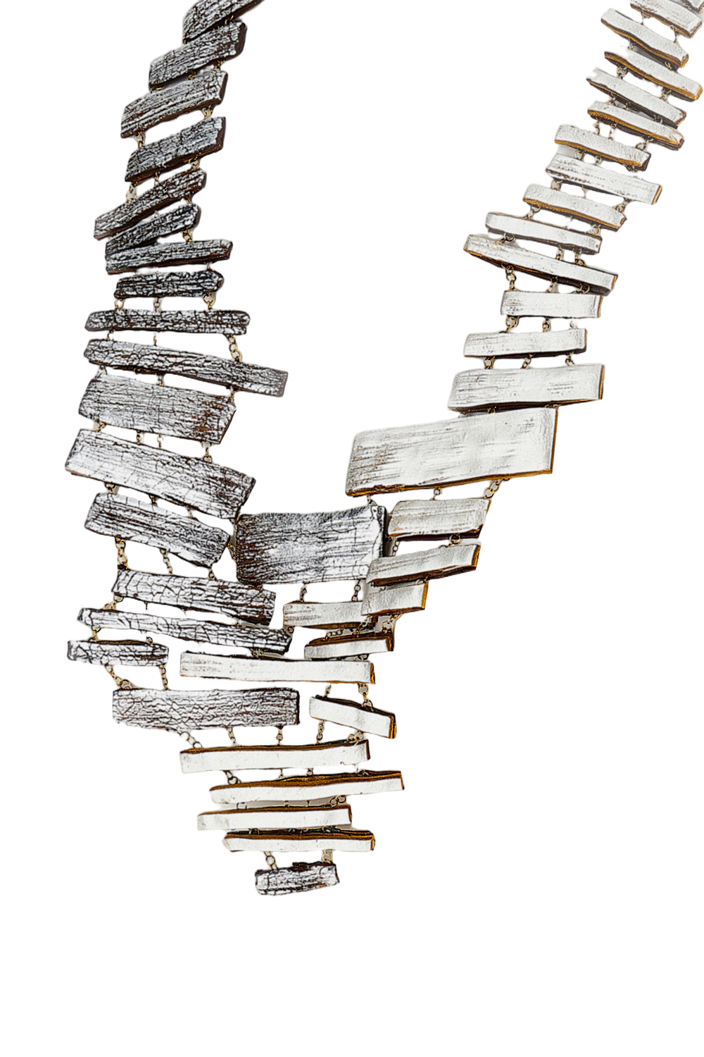 Sculptural Hand-Dyed Wooden Necklace With Classic Clasp