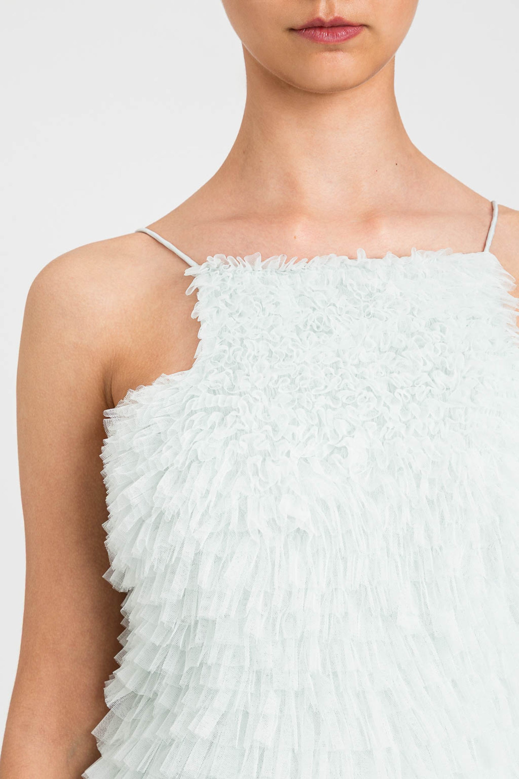 Mini Dress with Delicate Ruffled Tulle Layers