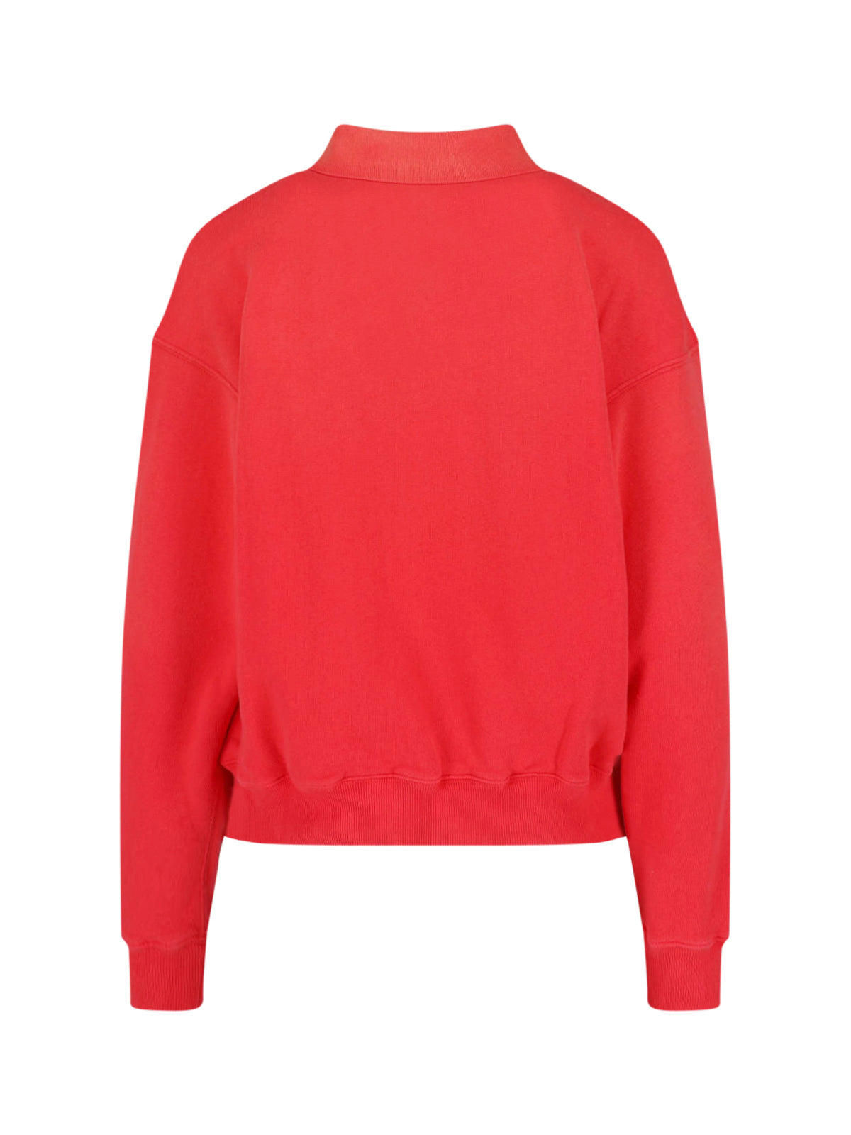 Red Cropped Polo Collar Ribbed Sweater