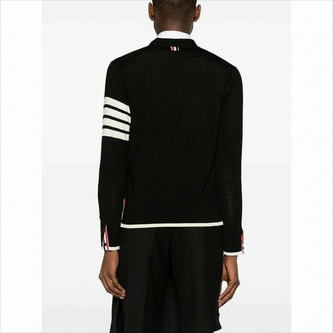 Black Wool Cardigan with V-Neck