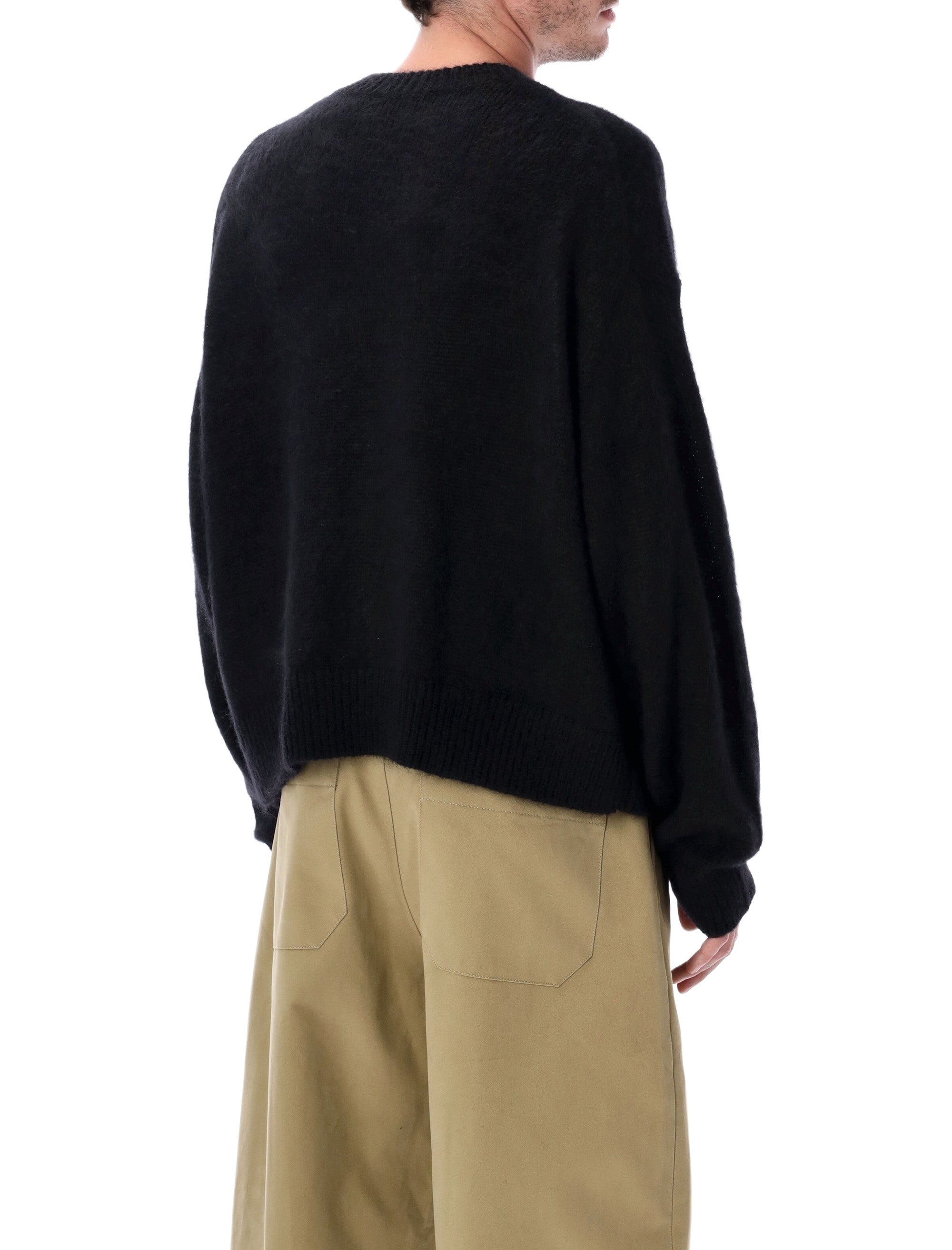Wynn Black Superkid Mohair Crewneck Sweater