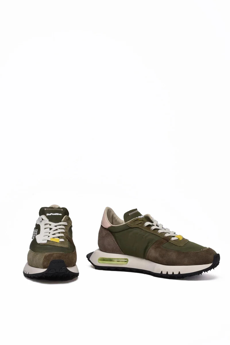 Leather/Polyester Sneakers - Military Green