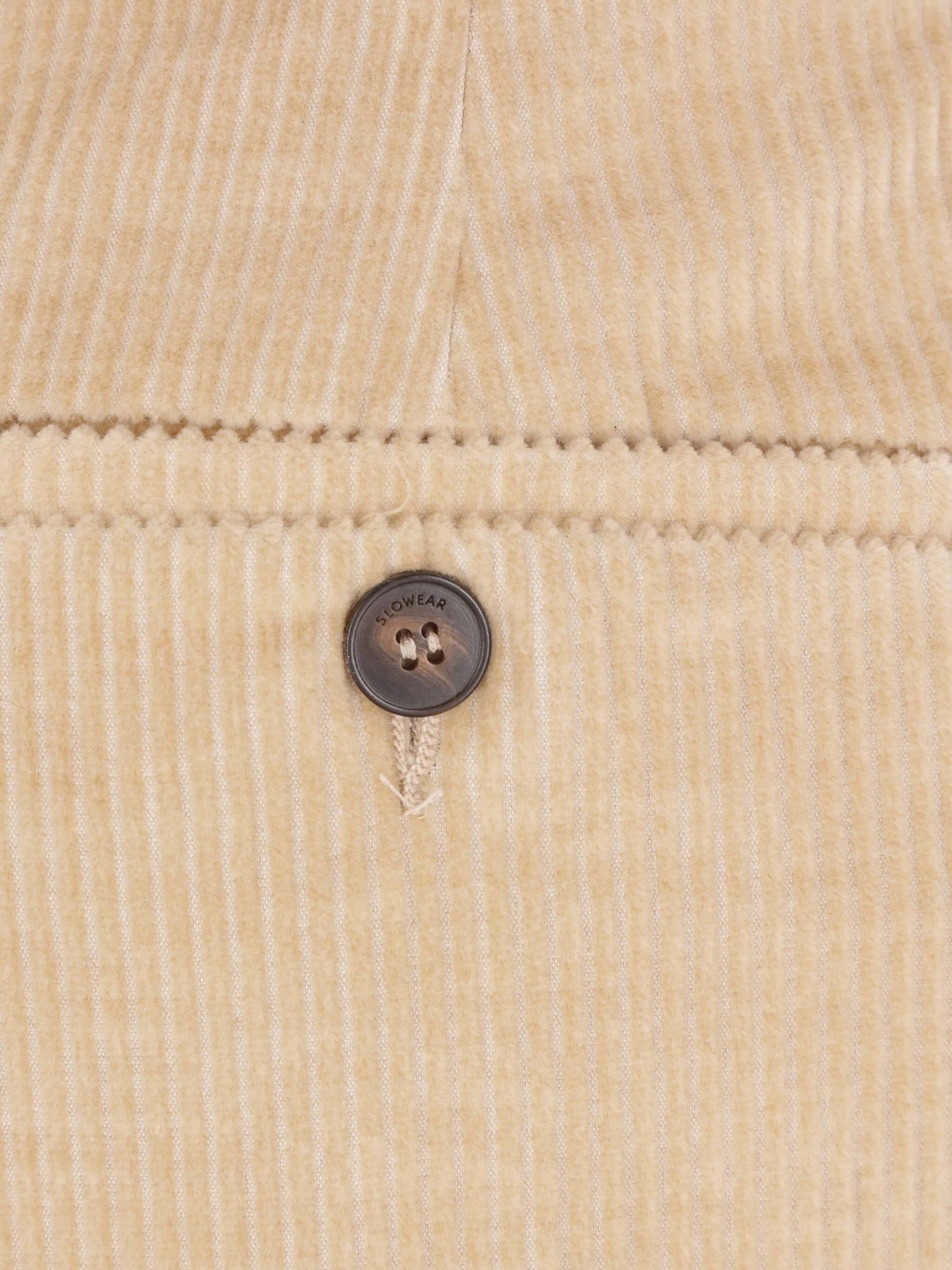 Beige Wide-Leg Textured Corduroy Pants