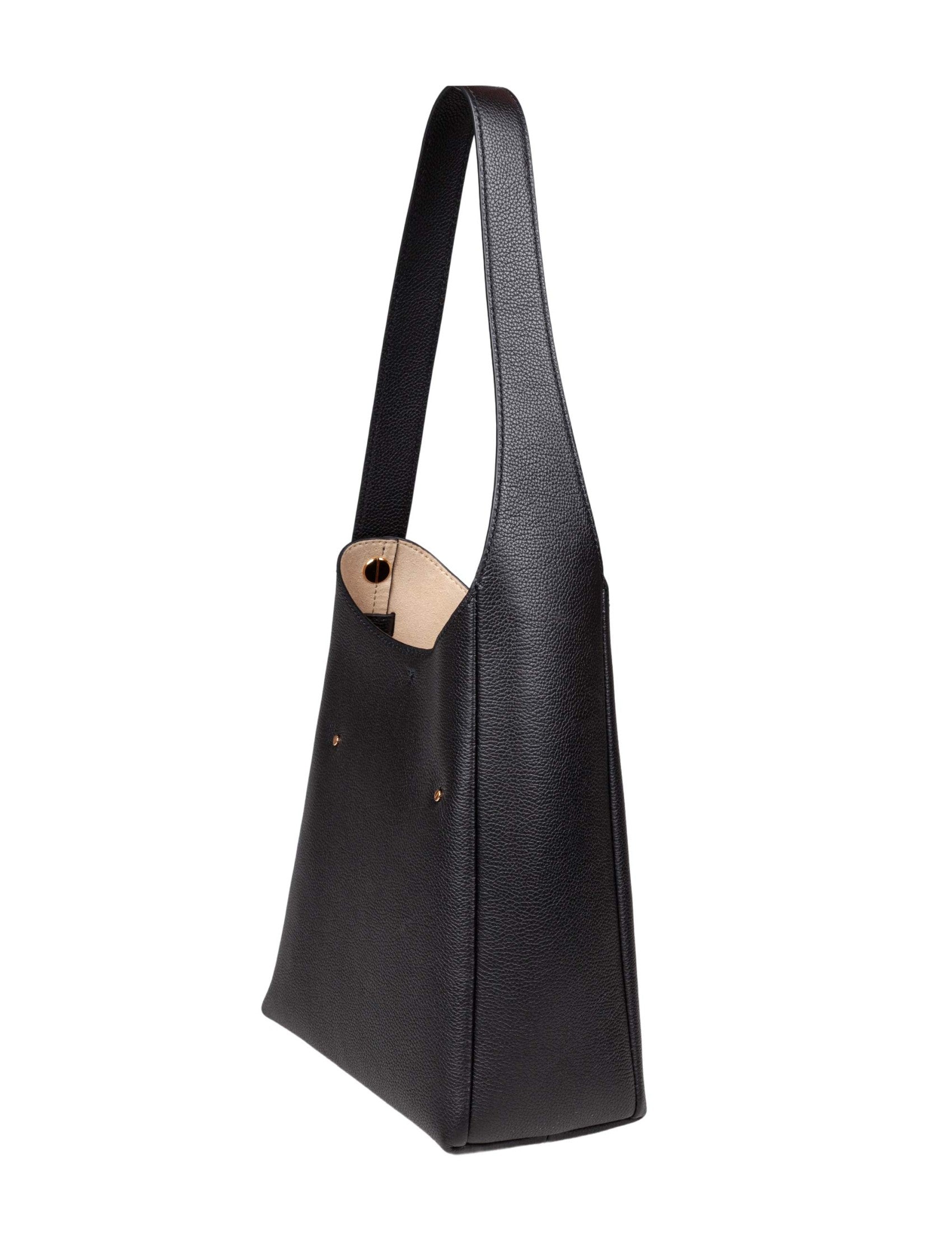 Romy Small Leather Hobo Bag, Black