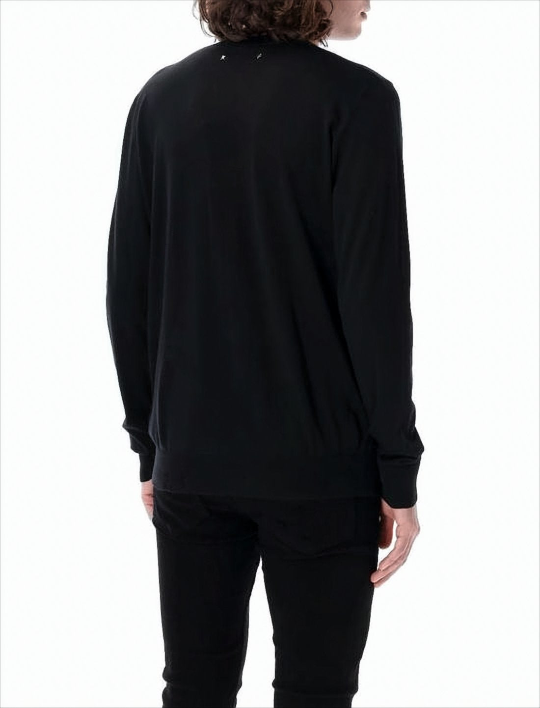 Classic Long-Sleeve Wool Sweater with Ribbed Cuffs