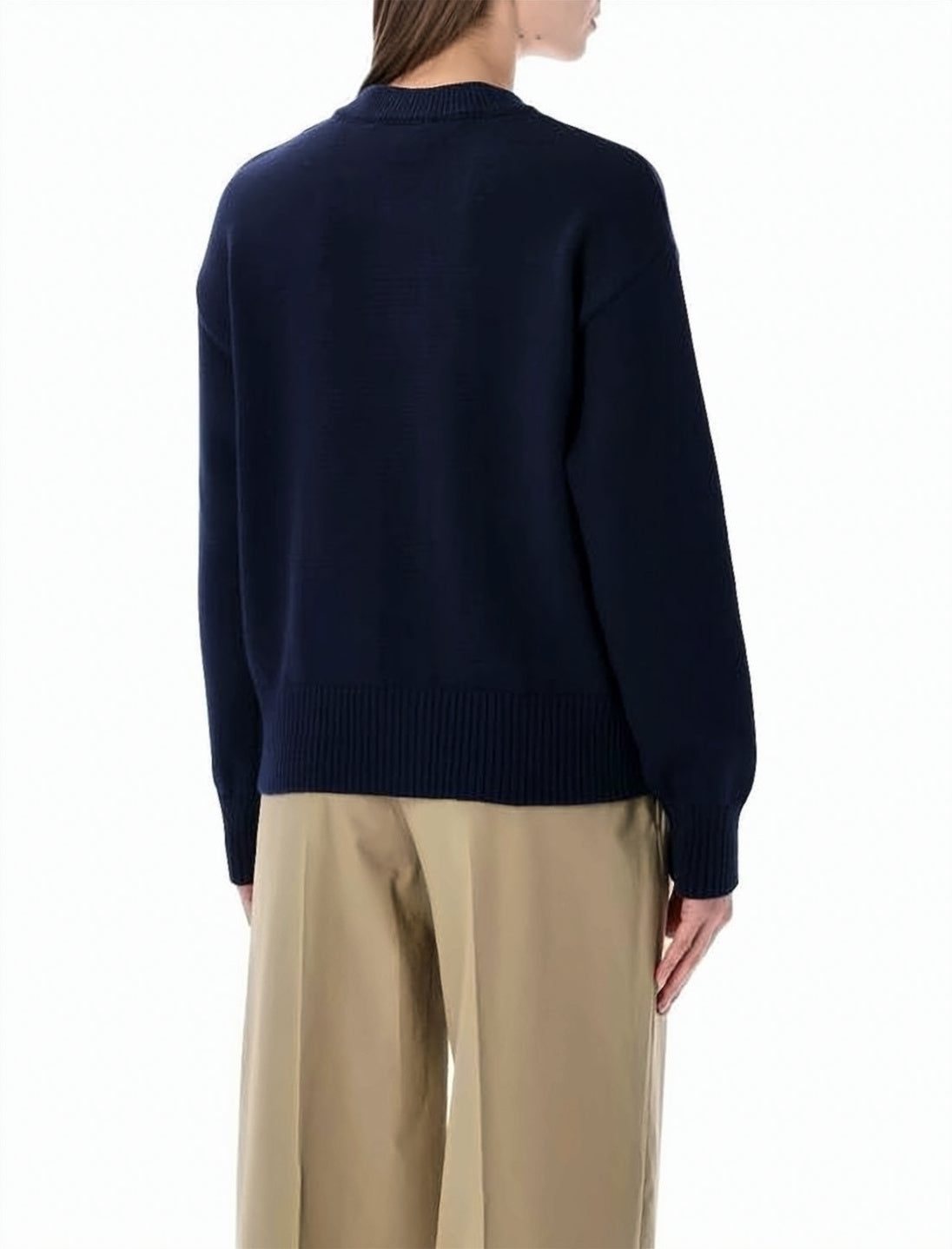 Crew Neck Blue Knit Cardigan