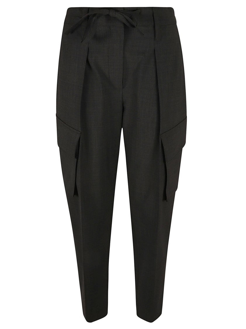 Tailored Grey Trousers With Cargo Pockets