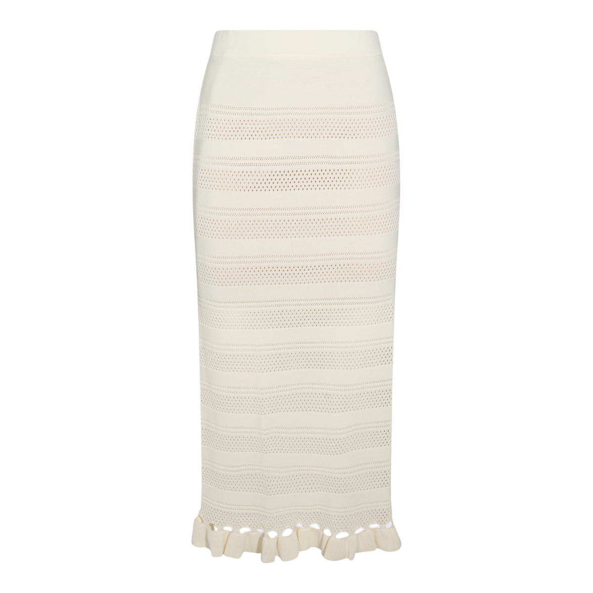 Knit Midi Skirt with Ruffled Hem