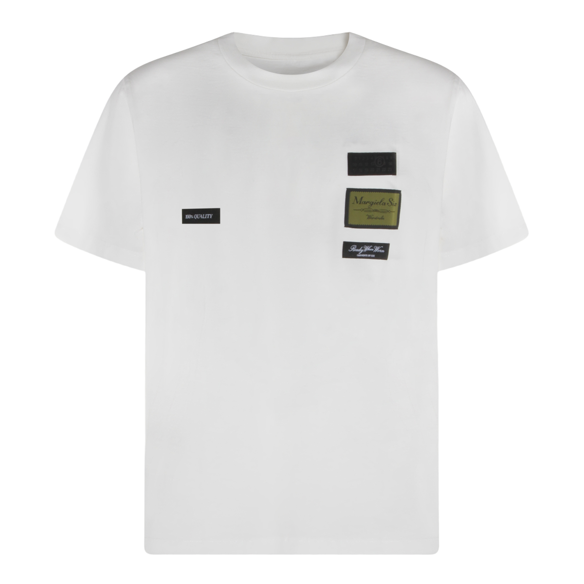 Short-Sleeve White T-Shirt with Rectangular Patches
