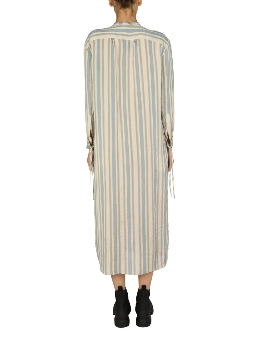 Mandarin Collar Midi Shirt Dress