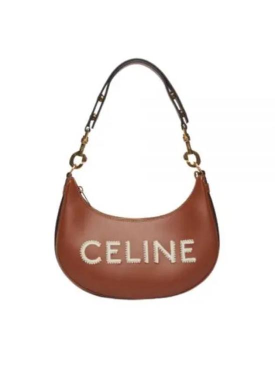 Curved Crescent Shoulder Bag with Gold-tone Hardware