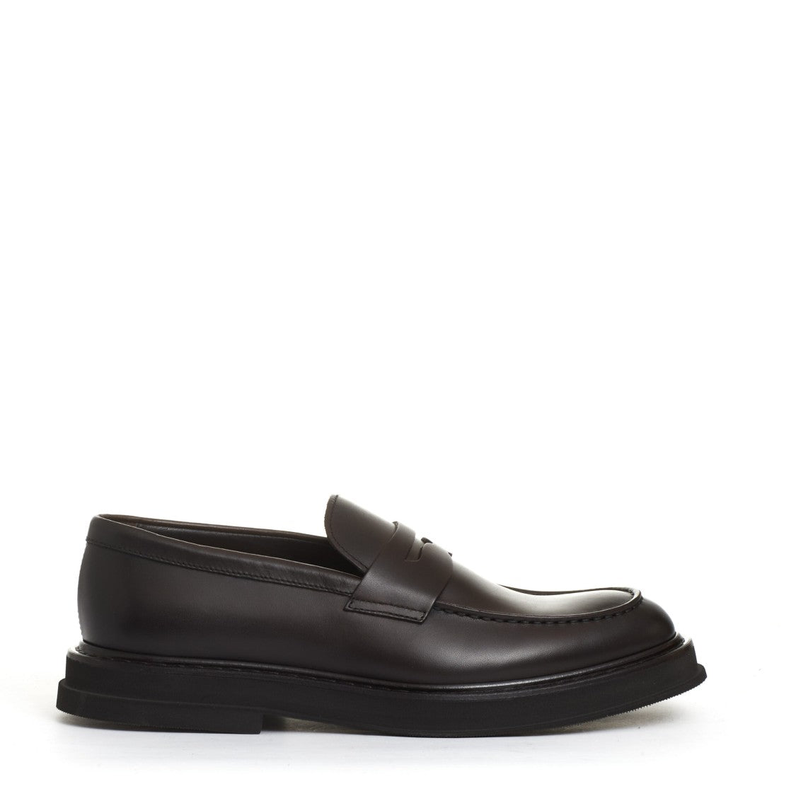 Brown Leather Moccasin With Edged Rubber Sole