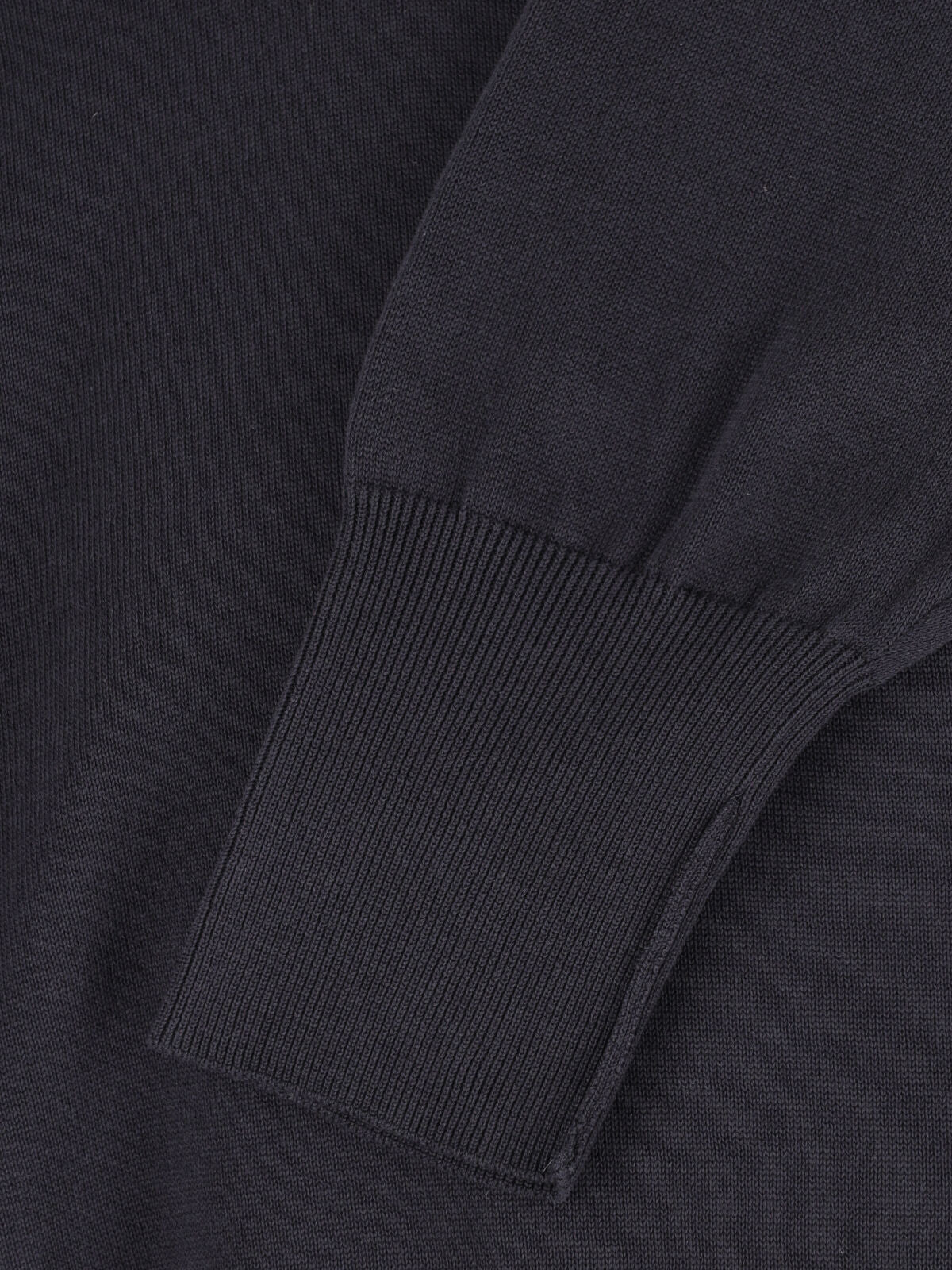 Navy Blue Cotton Ribbed Collar Sweater