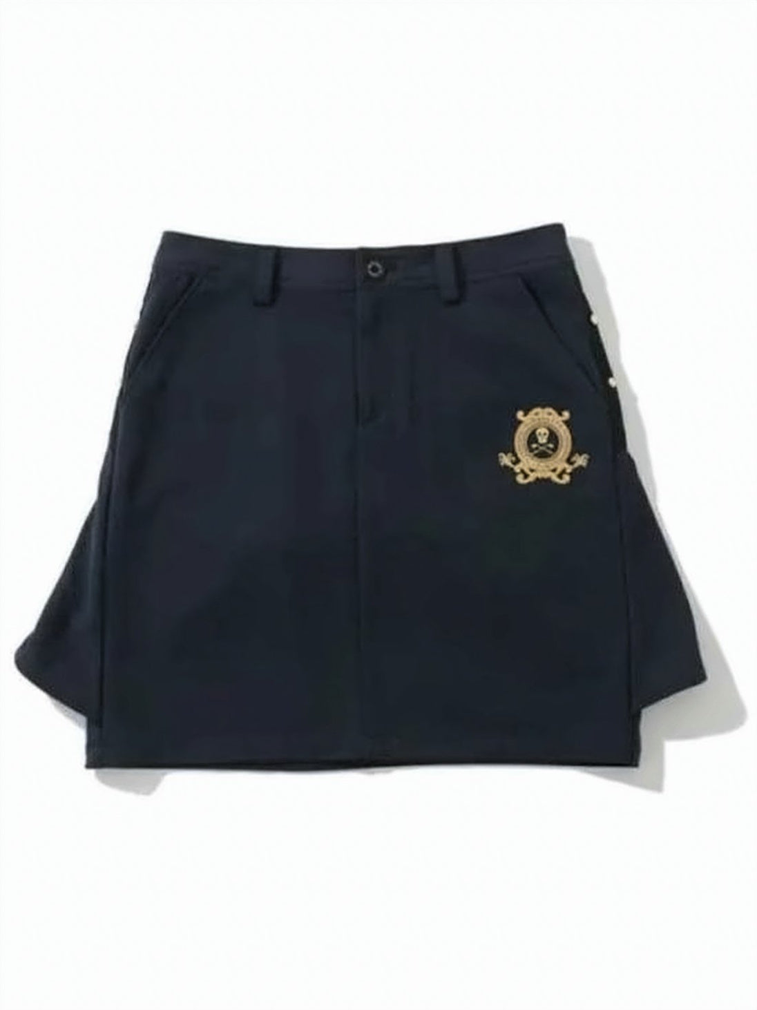 Structured Black Mini Skirt with Button Closure