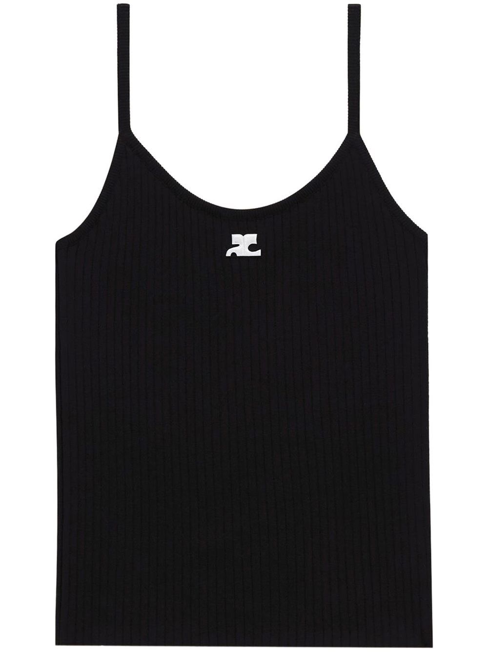 Ribbed Black Top With Spaghetti Straps