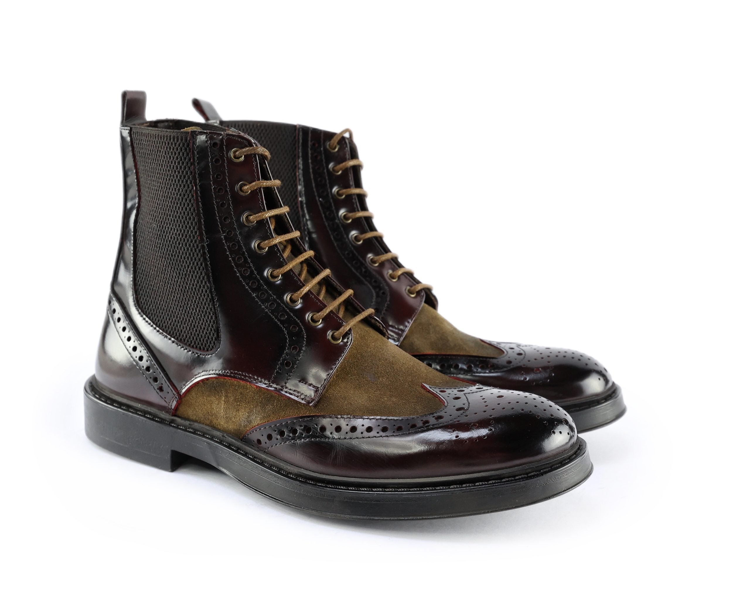 Brogue Lace-Up Ankle Boots with Textured Detailing