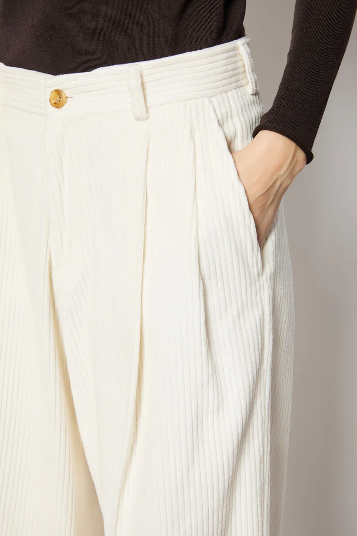 High-Waist Wide-Leg Pants With Ribbed Texture