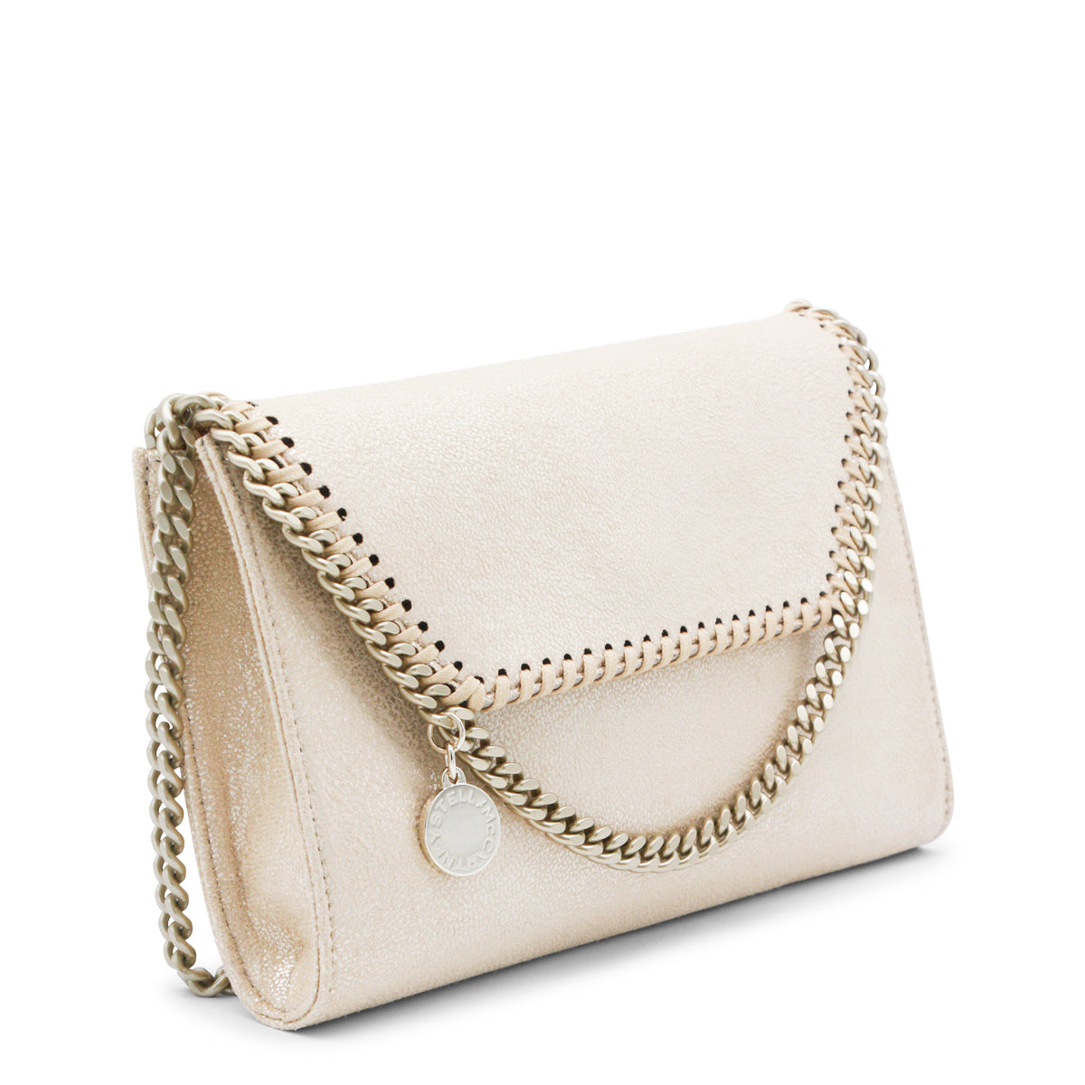 Gold Faux Leather Falabella Mini Crossbody Bag