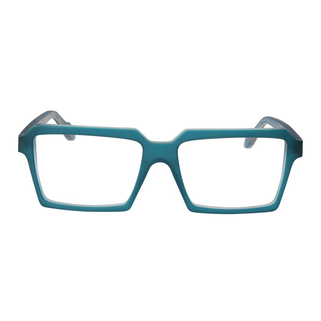 Disko Light Rectangular Teal Frame Eyeglasses with Tapered Temples