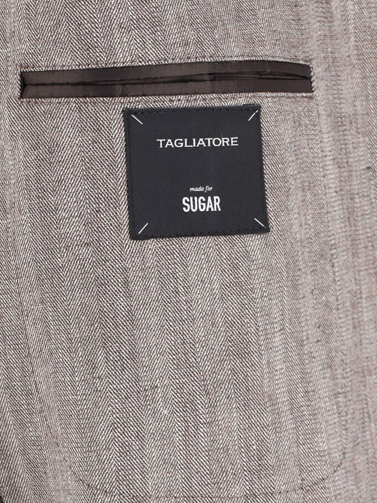 Grey Herringbone Notch Lapel Tailored Jacket